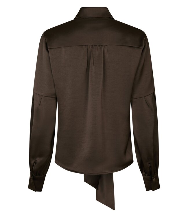NEONOIR - Naja satin blouse dark brown