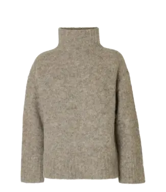 Selected Femme SELECTED - Slfgabriella trui high neck gray melange