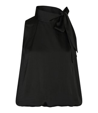 neo noir NEO NOIR - Veda drapy satin top zwart