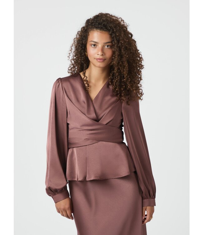 NEONOIR - Rista heavy satijn blouse dark rose