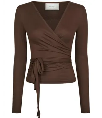 neo noir NEONOIRE - Nia jersey wrap blouse bruin