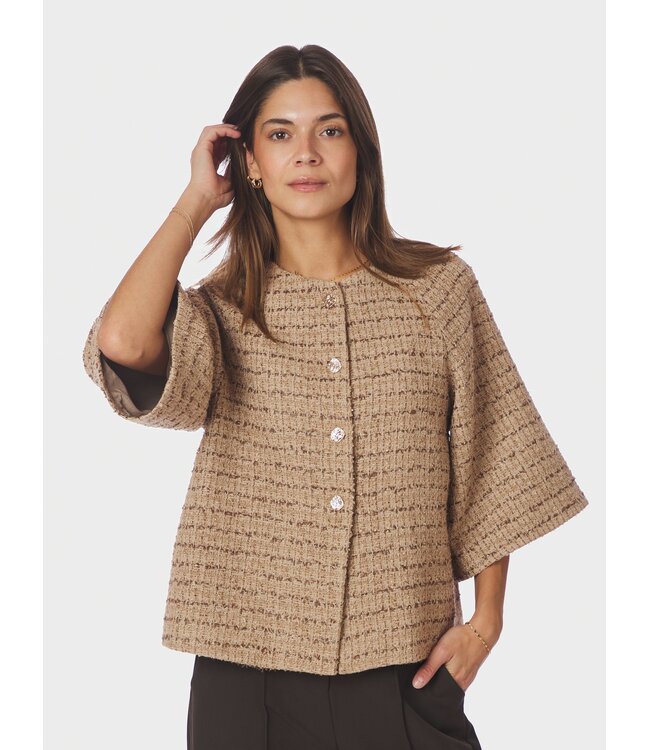NEONOIR - Rosella boucle mini jacket taupe