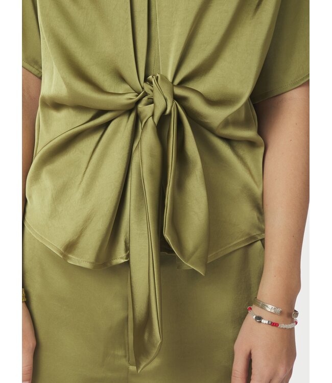 NEONOIR - Casadia heavy sateen blouse sage green