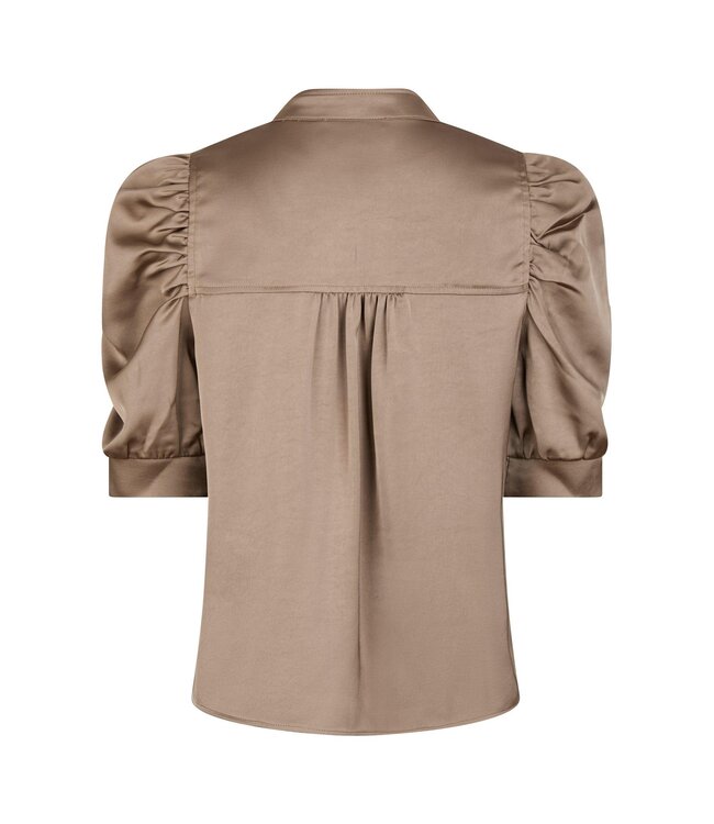 NEONOIR - Roella heavy sateen blouse dark taupe