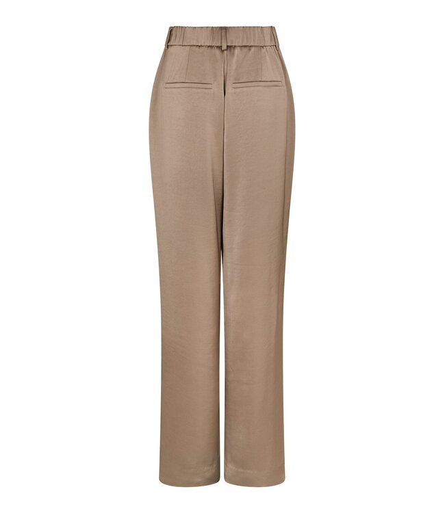 NEONOIR - Emmett heavy satijn broek dark taupe