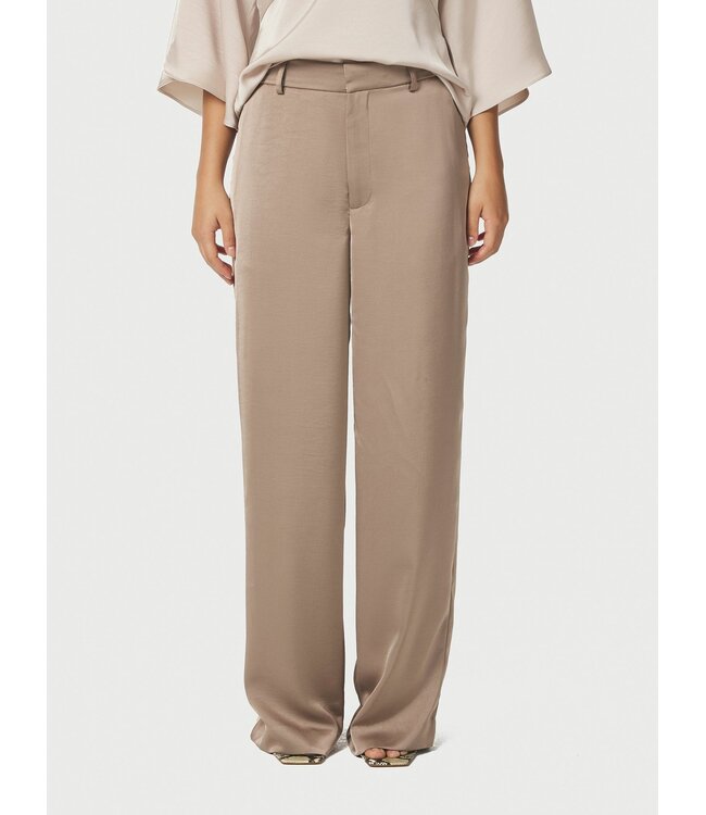 NEONOIR - Emmett heavy satijn broek dark taupe