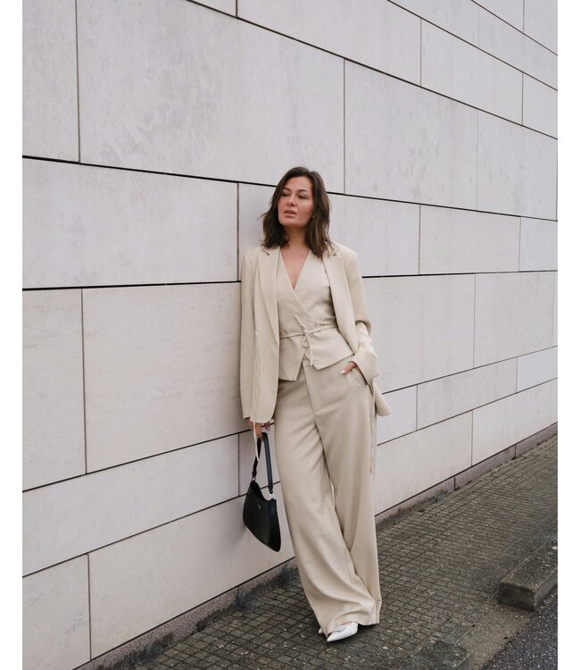 NEONOIR - Emmet broek beige melange