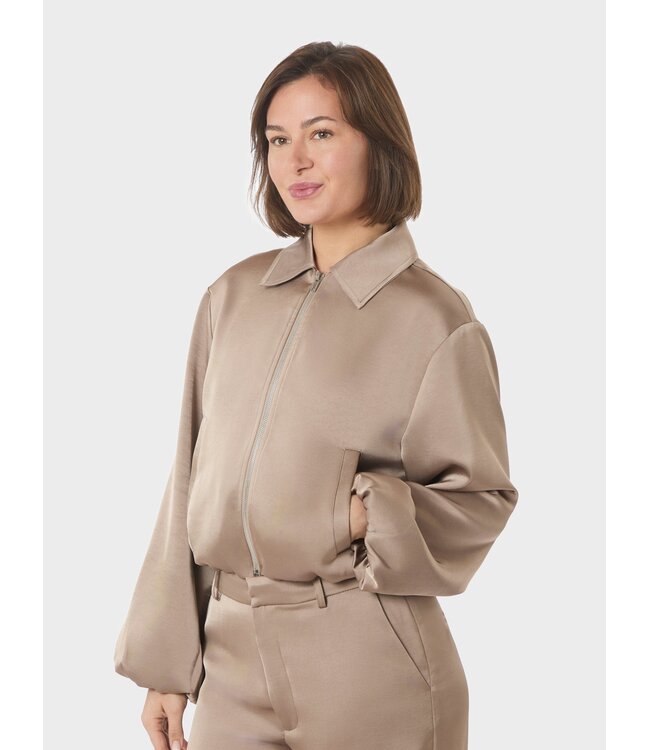 NEONOIR - Denielle heavy sateen jacket dark taupe