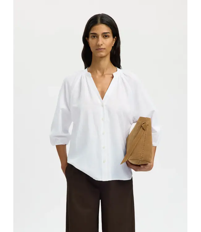 SELECTED - Slfcleo alberta linen wit blouse