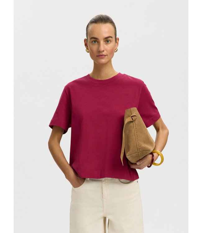 SELECTED - Slfessential boxy t-shirt anemone