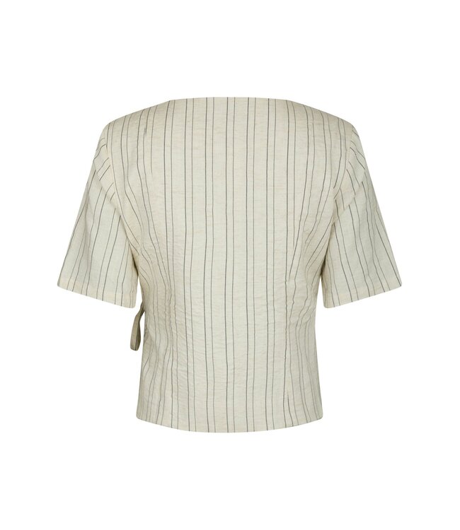 NEO NOIR - Simmo stripe eyelet blouwe