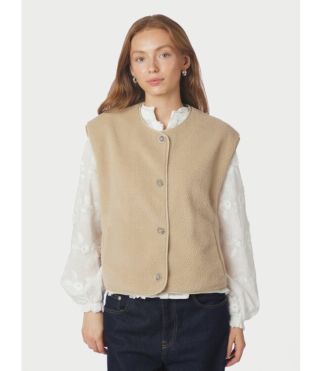 NEONOIR - Mariko teddy vest zand