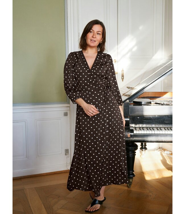 NEONOIR - Malinga dot jurk bruin