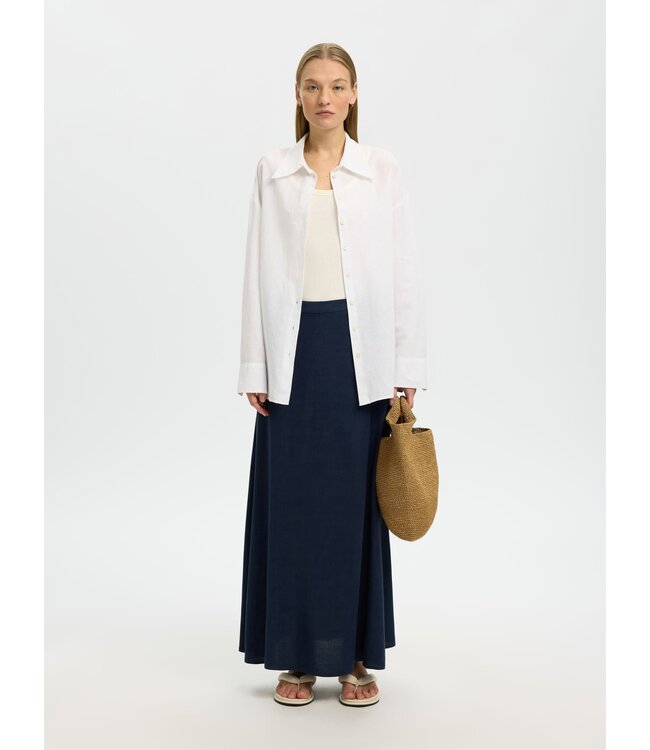 SELECTED - Slfviva ankle linnen rok blauw