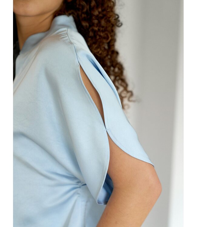 NEO NOIR - Anelle heavy sateen light blue blouse