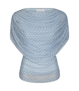 neo noir NEONOIR -  Cottuna dot drapy mesh top blauw