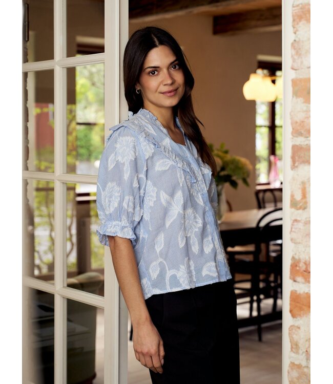 NEONOIR - Manet jacquard blouse blauw