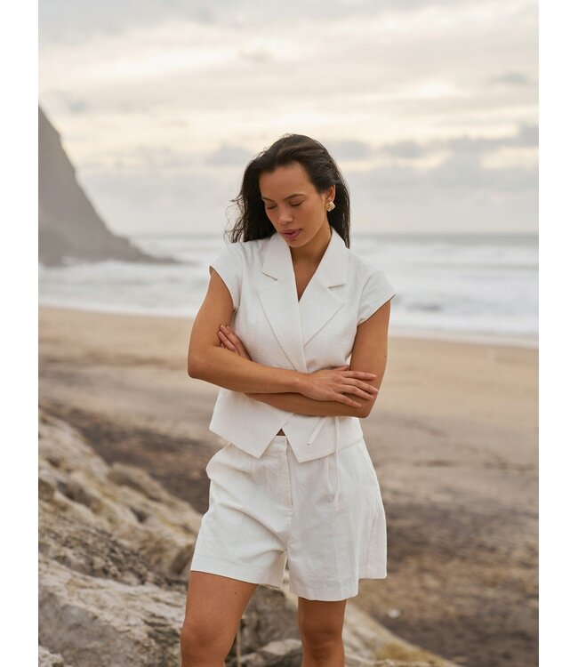 NEONOIR - Salima ramie gilet wit