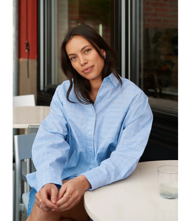 NEONOIR - Dalma triple check blouse blauw