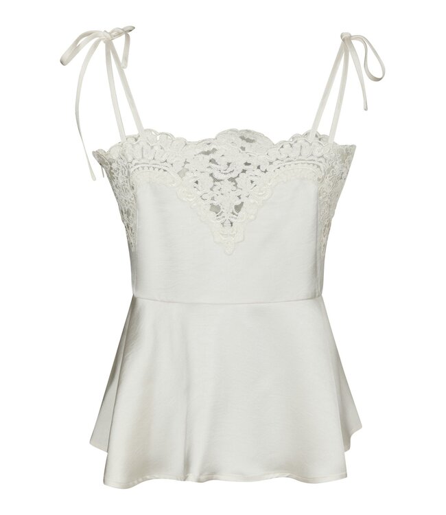 NEONOIR - Kaela heavy satijn lace top pearl