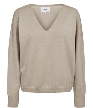 NUMPH NUMPH - Nudayletta lurex v-neck pullover whitecap gray