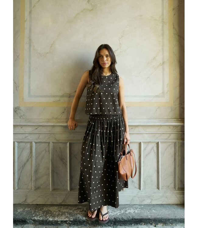 NEO NOIR - Lillie dot skirt dark brown