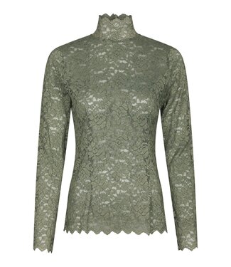 neo noir NEONOIR - Liza laceflower blouse gold army