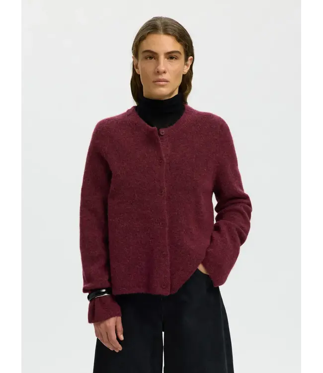 SELECTED - Slwlulu new knit cardigan tawny Port