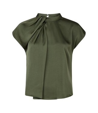neo noir NEONOIR - Fleur drapy satin blouse army