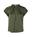 NEONOIR - Fleur drapy satin blouse army