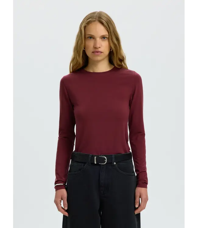 SELECTED - Slwmanja o-neck longsleeve port