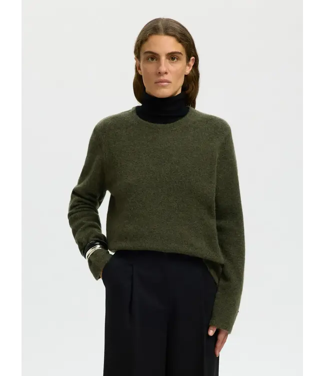 SELECTED - Slwlulu new knit o-neck green