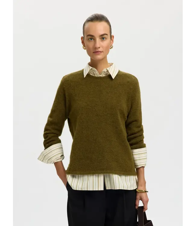 SELECTED - Slwlulu new knit o-neck green