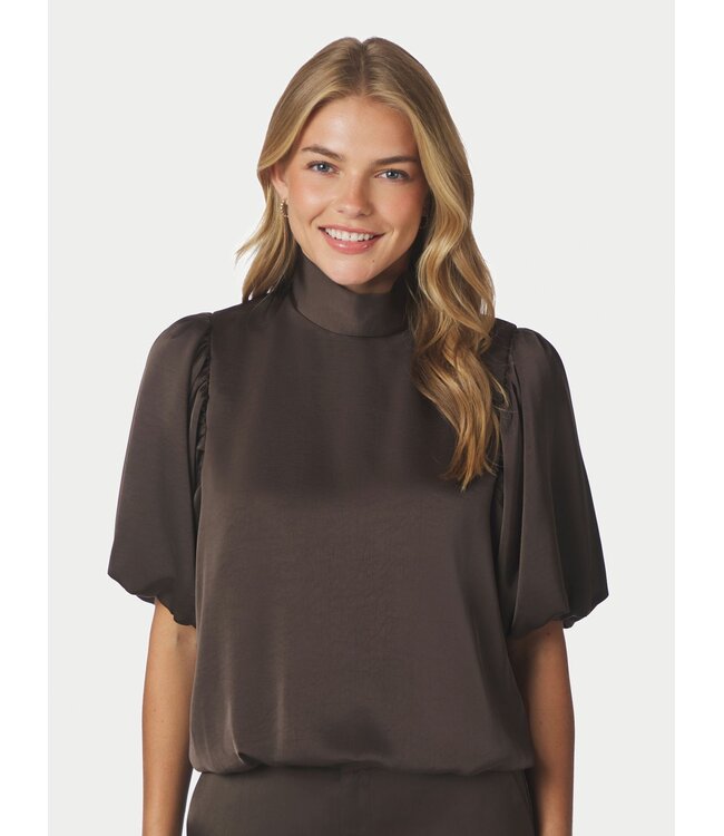 NEONOIR - Parisa heavy sateen blouse bruin