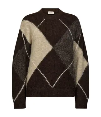 FREEQUENT - Fqgrslulu trui dark grey oyster grey