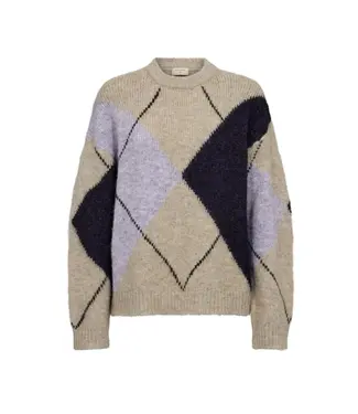 FREEQUENT - Fqgrslulu trui oyster grey mel iris mel