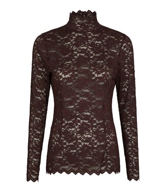 neo noir NEONOIR - Liza laceflower blouse burgundy