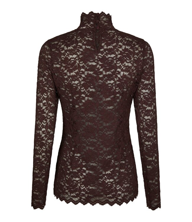NEONOIR - Liza laceflower blouse burgundy