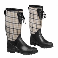 Tuinlaarzen: Wellingtons Mitford Check Charcoal Biscuit