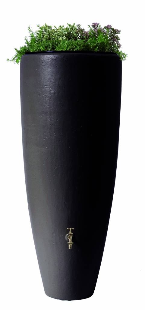 Soluvert Regenton met plantenbak 300 liter - Grijs – Soluvert regenton bloembak