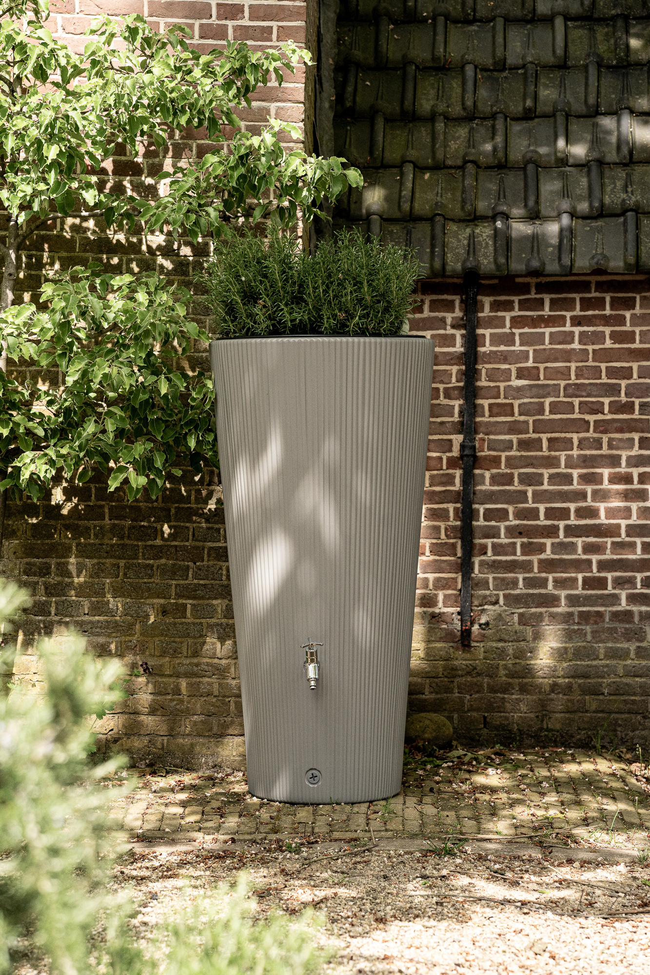 Soluvert Regenton design bloembak 2 in 1 Linus - grijs - 220L