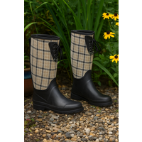 Tuinlaarzen: Wellingtons Mitford Check Charcoal Biscuit