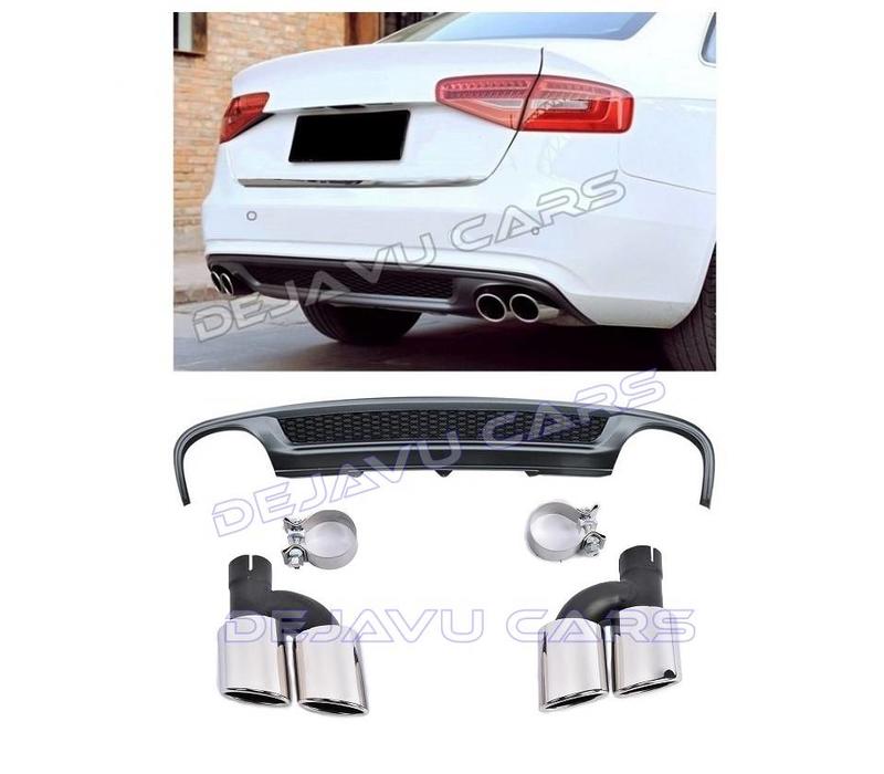 S line Look Diffuser + Exhaust tail pipes for Audi A4 B8.5