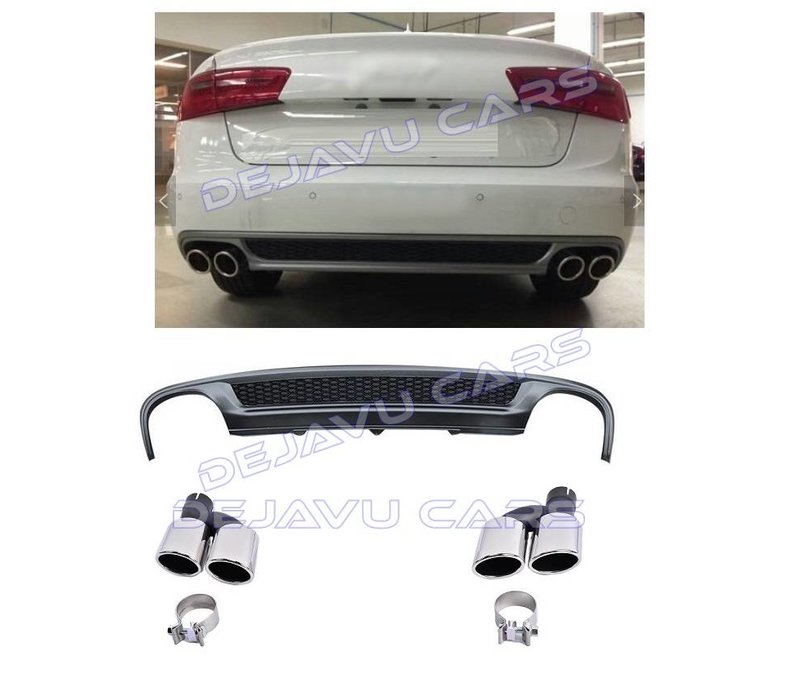 S line Look Diffuser + Exhaust tail pipes for Audi A6 C7 4G / S line / S6