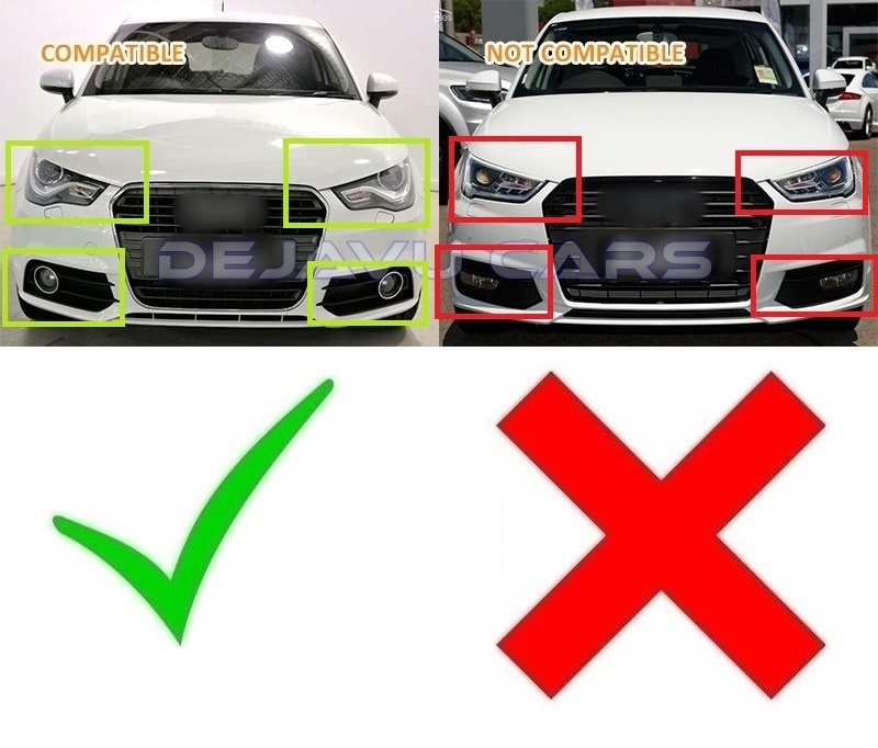 RS1 Look Fog light grille Black Edition for Audi A1 8X WWW.DEJAVUCARS.EU