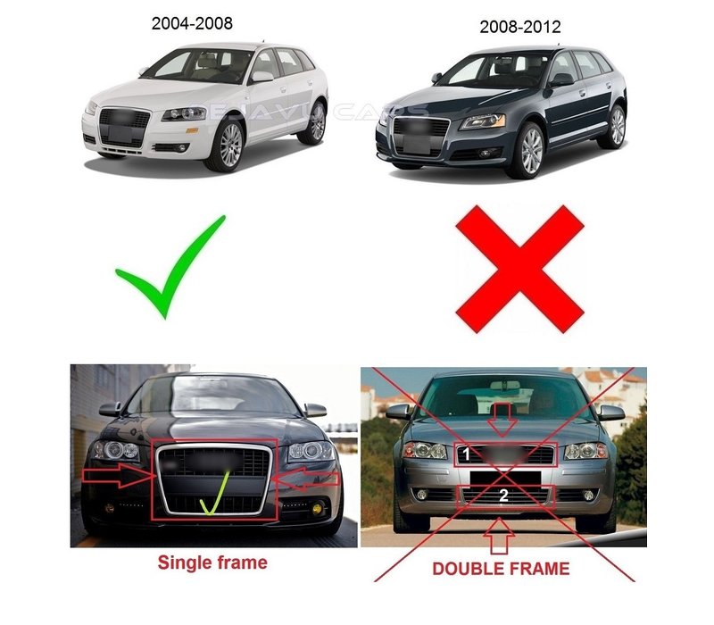 RS3 Look Front Grill voor Audi A3 8P / S line (2005-2008)