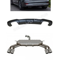 S3 Look Diffuser Black Edition + Exhaust system for Audi A3 8V (S line rear bumper)