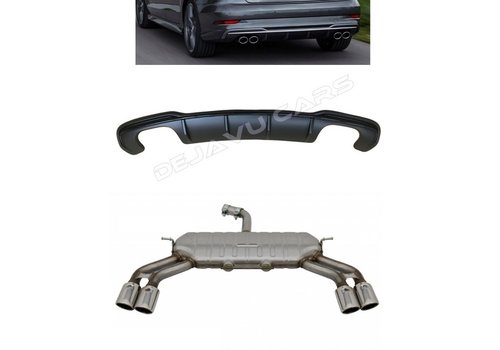 OEM Line ® S3 Look Diffuser Black Edition + Exhaust system for Audi A3 8V (S line rear bumper)