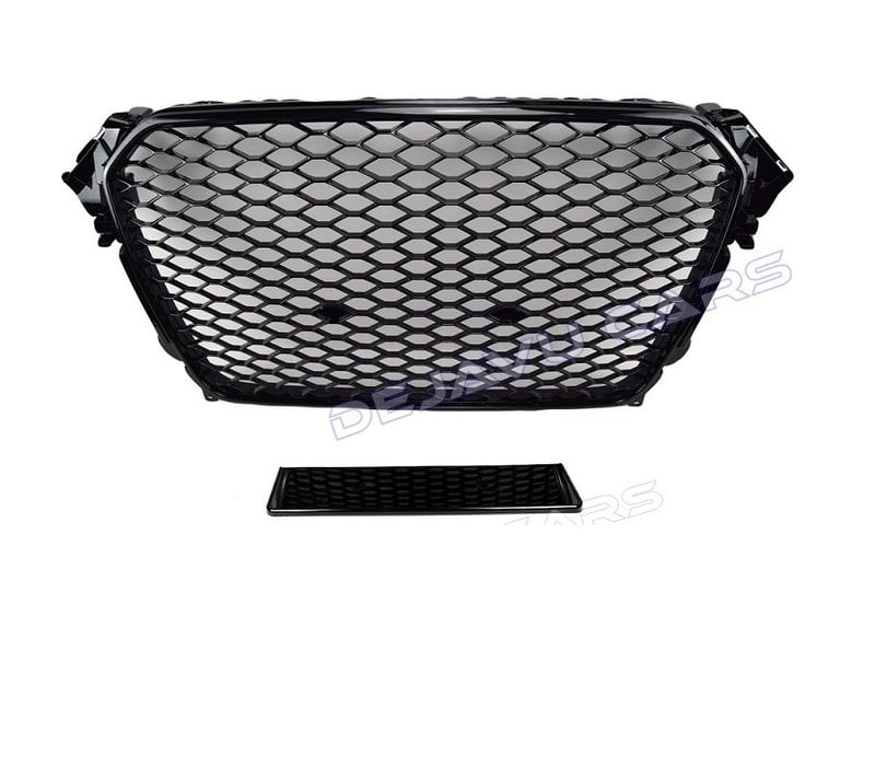 RS4 Look Front Grill Black Edition + Mistlamp Roosters voor Audi A4 B8.5