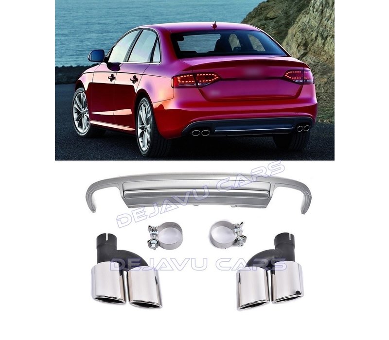 S4 Look Diffuser + Exhaust tail pipes for Audi A4 B8